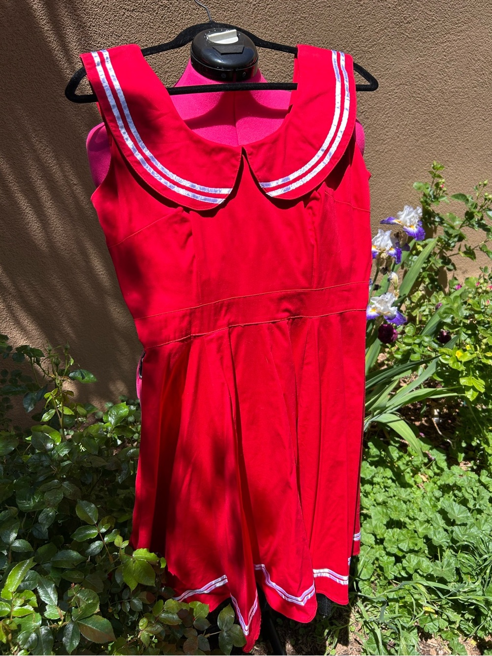 Hearts & Roses Red Sailor-Collar Dress
